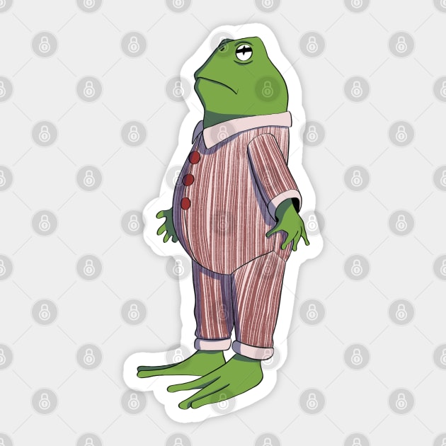 Frog in pajamas Sticker by annoyingarts